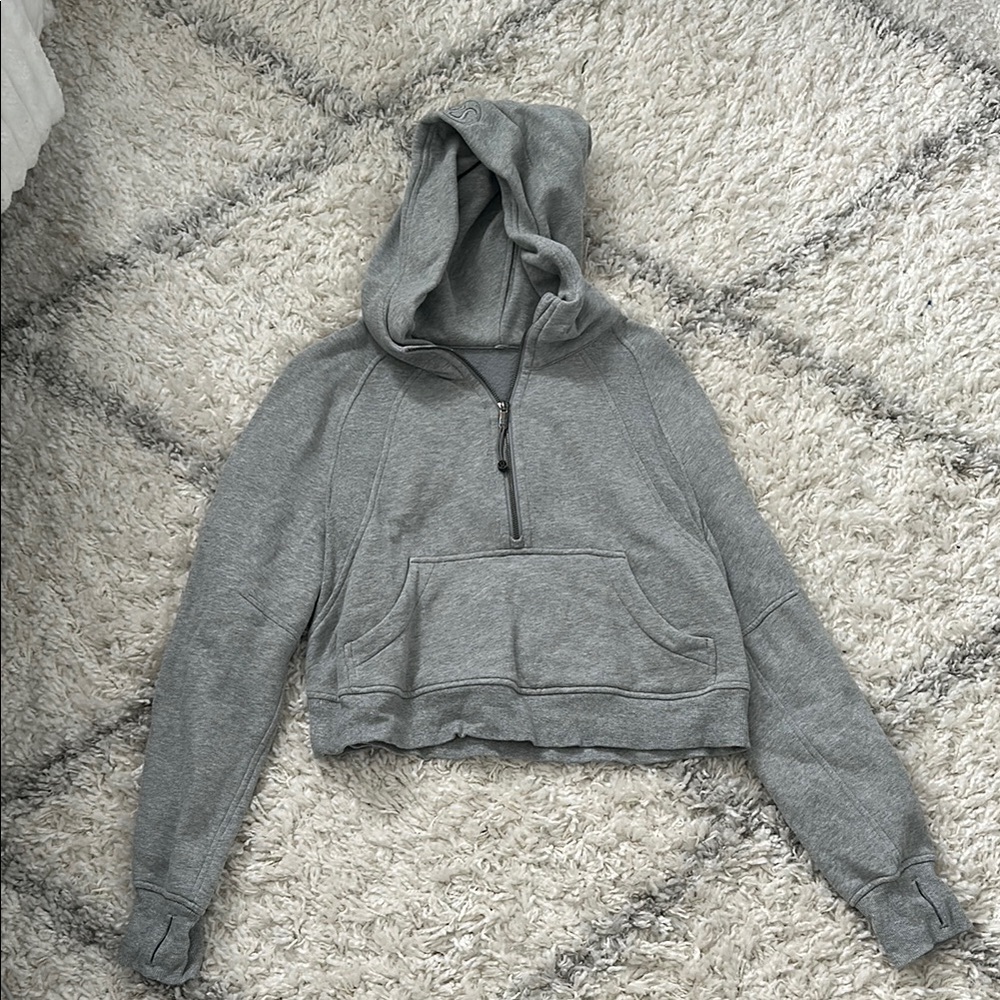 lululemon athletica Gray Cropped Half-Zip scuba Hoodie